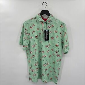Walter Hagen Golf Polo Mens Small Green Palm Tree Tropical Short Sleeve Vacation